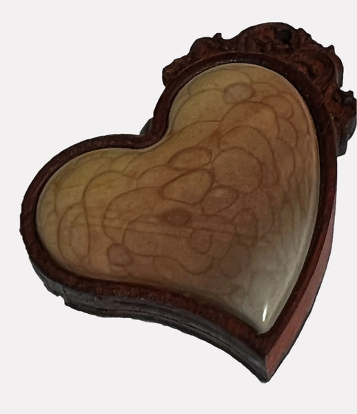Jasper Carved wood Framed Pendant 2.5"
