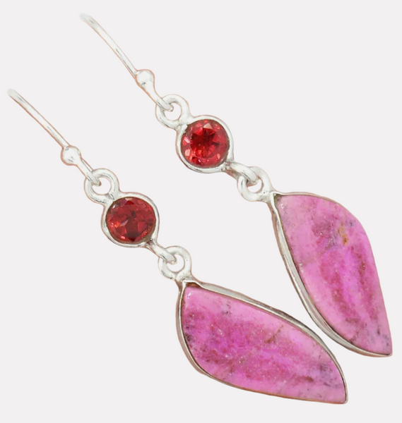 Heart Healing Earring in Cobalt & Garnet - 1.8"