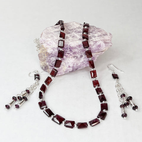 Elegant Garnet - Self-Worth, Positivity, Sterling Silver Set