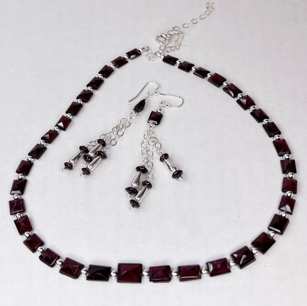 Elegant Garnet - Self-Worth, Positivity, Sterling Silver Set