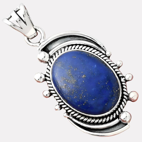 Heavenly Connection - Lapis Lazuli Pendant 1.6" Sterling Silver .925