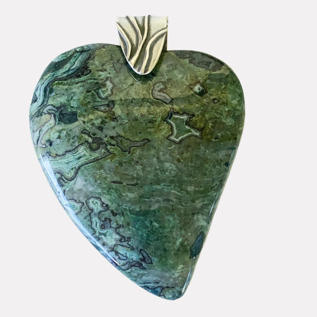 Joyous Crazy Lace Agate Heart Pendant