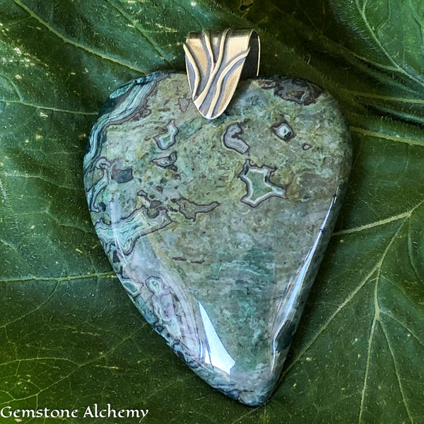 Joyous Crazy Lace Agate Heart Pendant