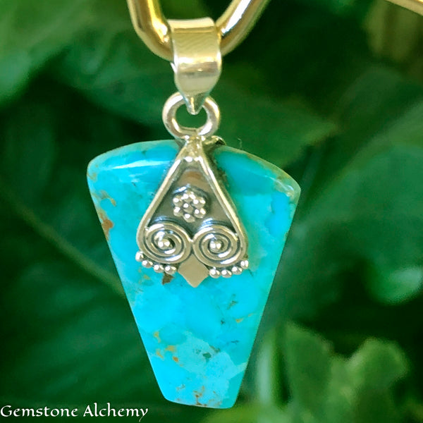 Sleeping Beauty Turquoise 1.75” Sterling Pendant