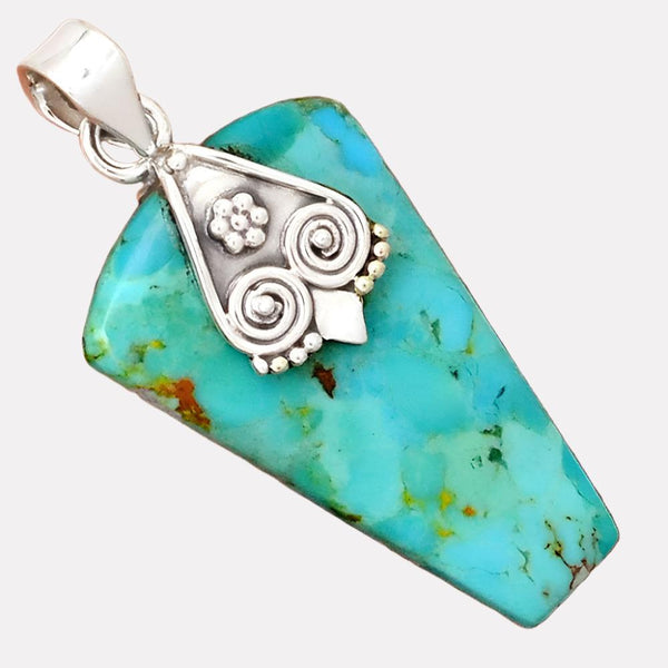 Sleeping Beauty Turquoise 1.75” Sterling Pendant