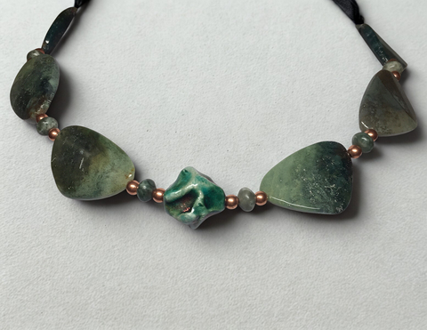 Abundant Happiness in Raku - necklace set