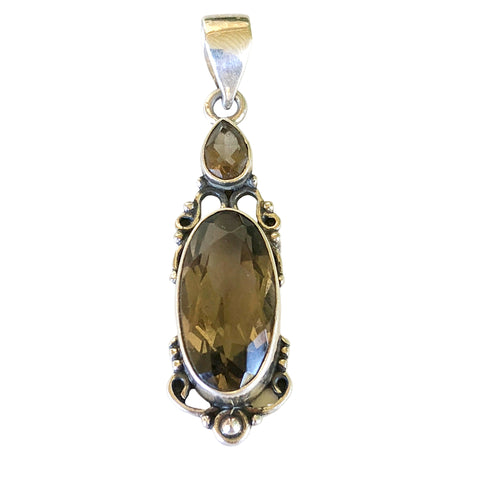 Get Focused Smoky Quartz and Sterling Silver Pendant 1 1/2