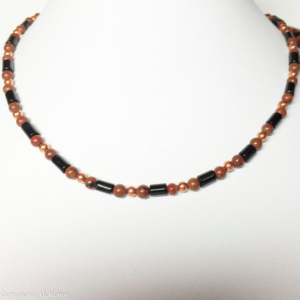 Release Limitations - Mahogany Obsidian andOnyx  Beaded chain