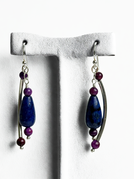 Strands of Joyous Vision Necklace _ Lapis Lazuli, Crazy Lace Agate, Purple Jade