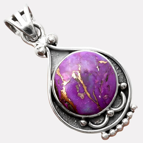 Inner Vision Purple Copper Turquoise Pendant 1 3/8"