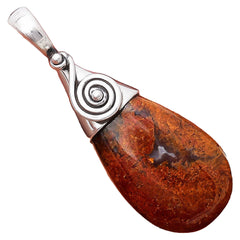 Courage Agate Spiral Pendant .925 Sterling  1.66"