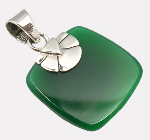 Positivity Green Onyx Pendant 1.4" .925 Sterling