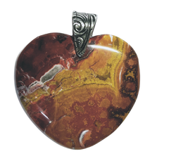 Ocean Jasper Heart Pendant - Pewter Bail 1.9"
