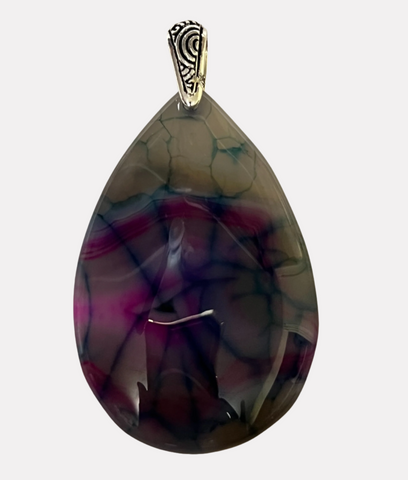 Courageous Mutli-color Agate Pendant - pewter bail