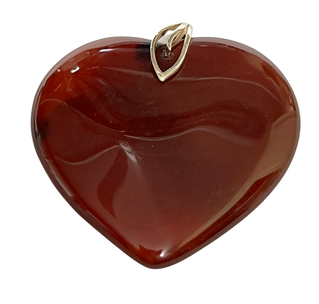 Courageous Action Carnelian Heart Pendant .925 Sterling Silver