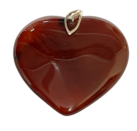 Courageous Action Carnelian Heart Pendant .925 Sterling Silver