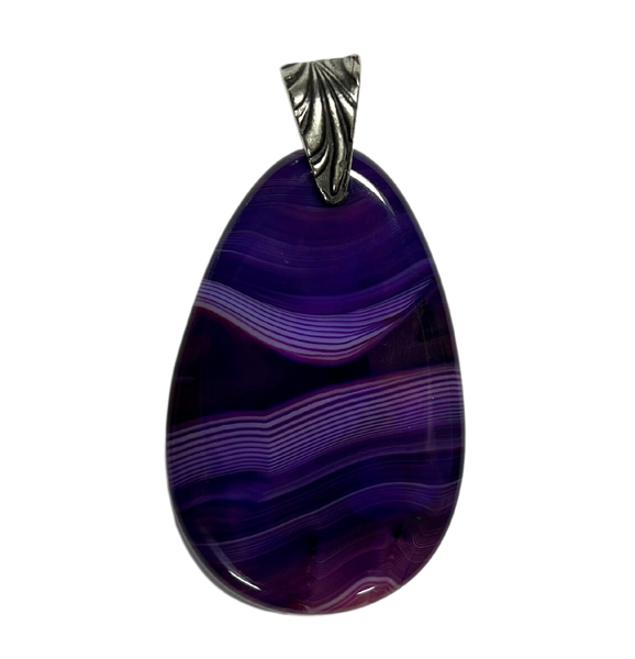 Courageous Purple Agate Oval Pendant - pewter bail (Copy)