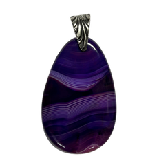 Courageous Purple Agate Oval Pendant - pewter bail (Copy)