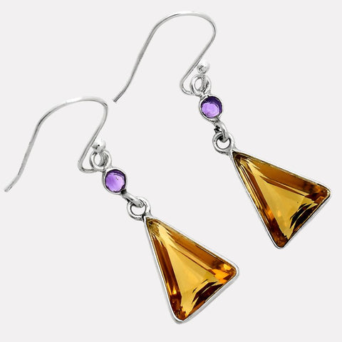 Positive Strength Earrings - Cognac Quartz “Citrine” & Amethyst