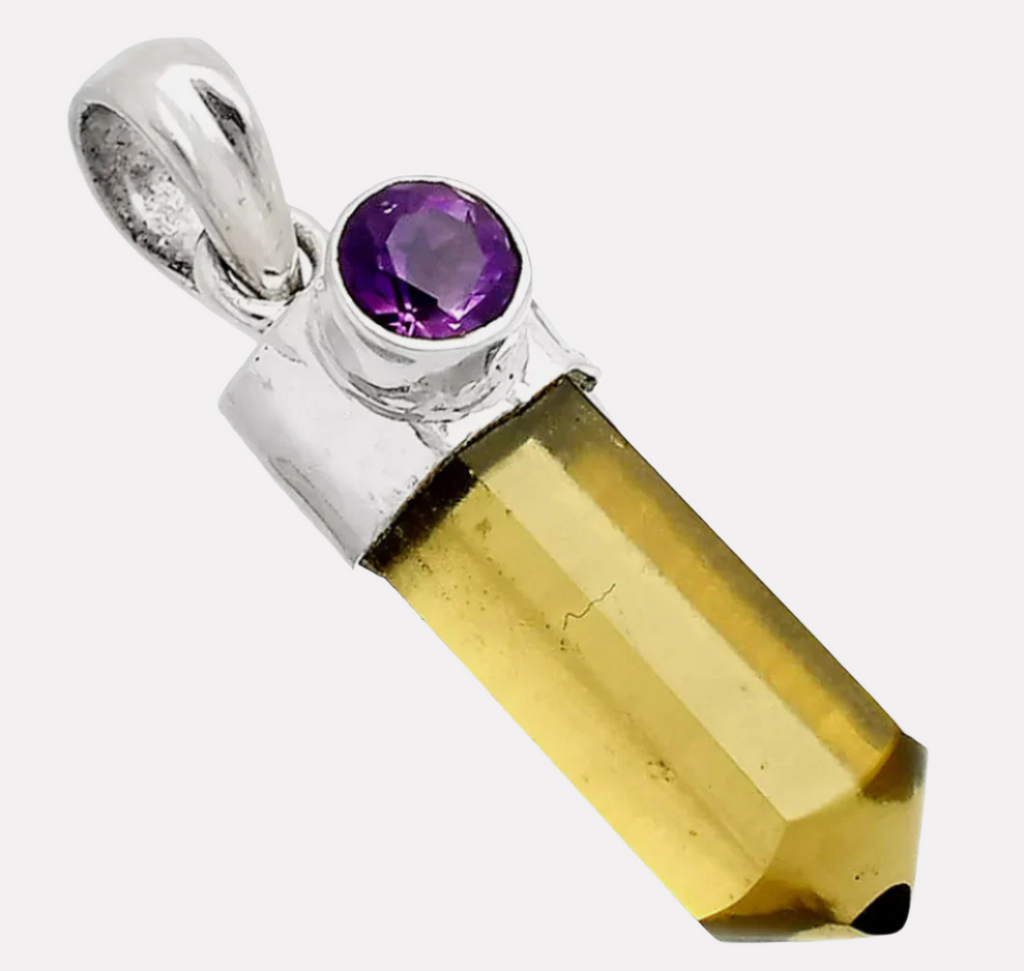 Positive Strength Pendant - Cognac Quartz “Citrine” & Amethyst