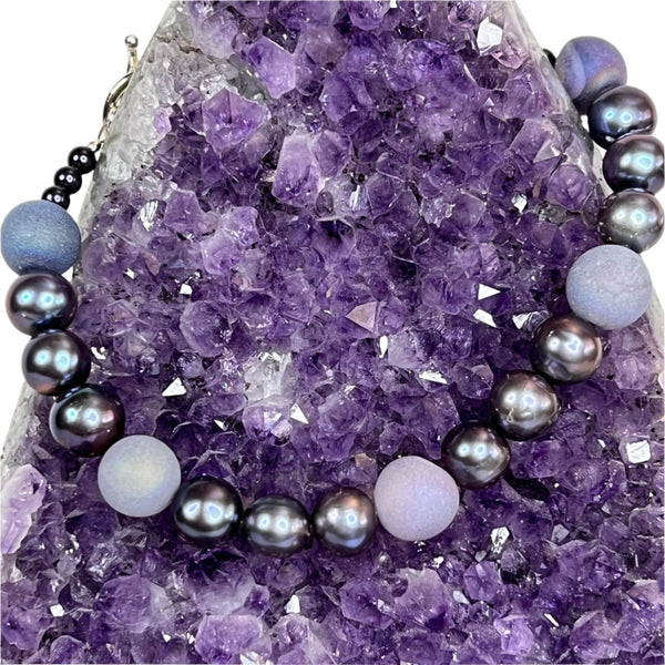 Love’s Ebb and Flow Bracelet - Aura Druzy and Pearls