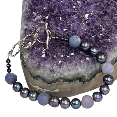 Love’s Ebb and Flow Bracelet - Aura Druzy and Pearls