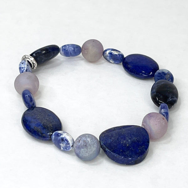 Self Mastery - Lapis Lazuli, Sodalite, Aura Druzy  Bracelet adjustS elastic 7”