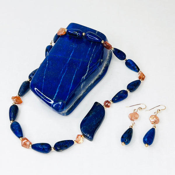 Divine Inner Fire Set - Lapis, Sunstone and GoldFill