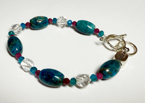 Belief and Self-Love Bracelet Apatite Blend - Apatite, Neon Apatite, Ruby, Quartz