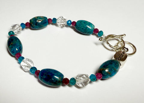 Belief and Self-Love Bracelet Apatite Blend - Apatite, Neon Apatite, Ruby, Quartz