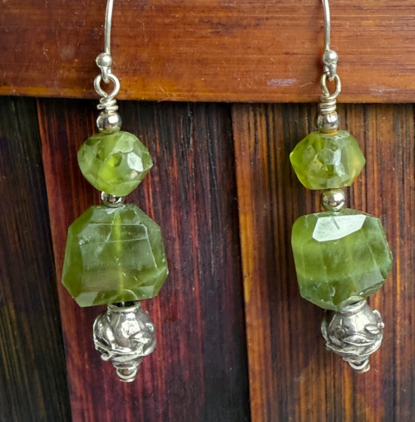 Green Amethyst & Peridot - Love and Gratitude Sterling Silver Earrings