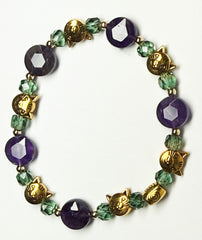 I Love and Appreciate My Cat Bracelet - Purple & Green Amethyst
