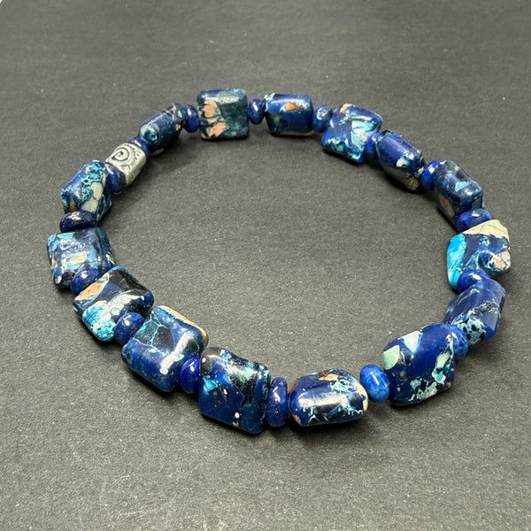 Tides of Tranquility - Dark Blue & Turquoise Ocean Jasper bracelet