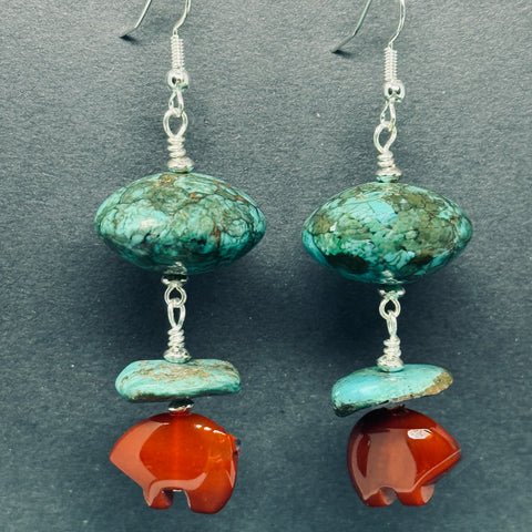 Warrior’s Wisdom Earrings - Carnelian and Turquoise