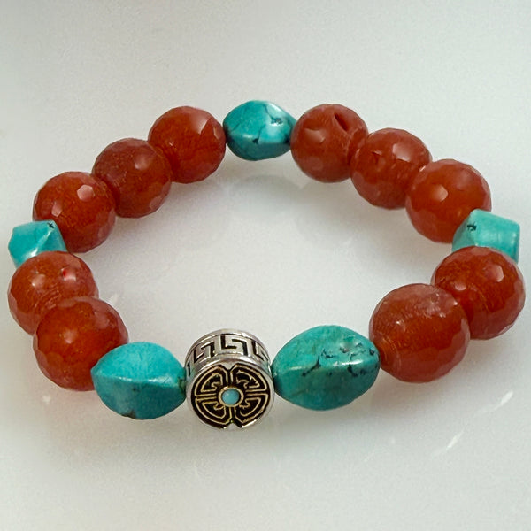 Turquoise Carnelian Coral wisdom and truth bracelet