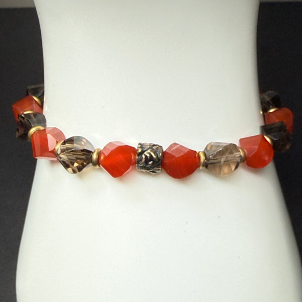 Focus, Flow, Action - Carnelian, Smoky Quartz Bracelet