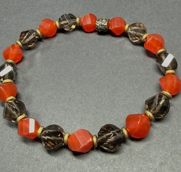 Focus, Flow, Action - Carnelian, Smoky Quartz Bracelet