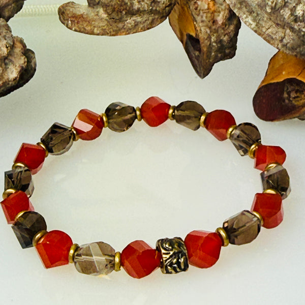 Focus, Flow, Action - Carnelian, Smoky Quartz Bracelet
