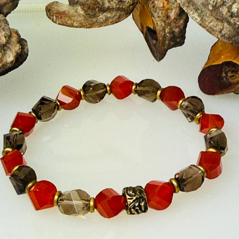 Focus, Flow, Action - Carnelian, Smoky Quartz Bracelet