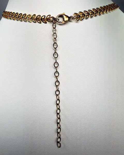 Dark Red Power Elegant Necklace - Dynamic Vitality & Change, Gold-Fill Butterfly Chain