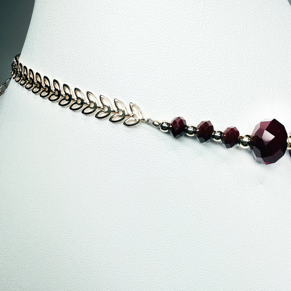 Dark Red Power Elegant Necklace - Dynamic Vitality & Change, Gold-Fill Butterfly Chain