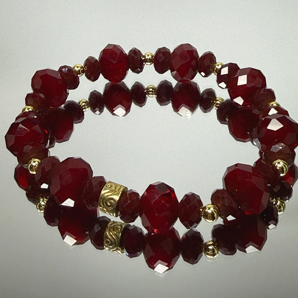 Dark Red Power Bracelet - Dynamic Change, Stretch Bracelet
