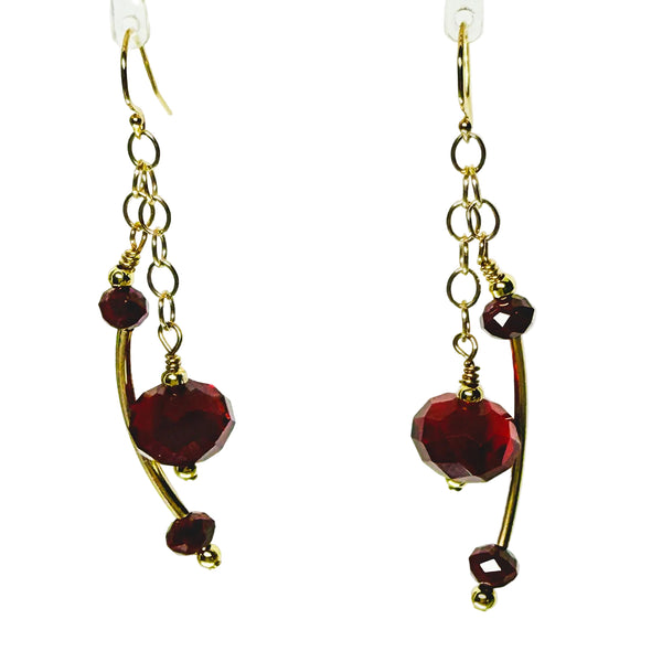 Dynamic Curve Dangle Earring 2" -Bright Red Power - Dynamic Change