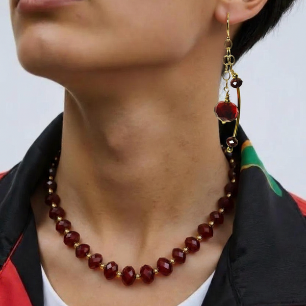 Dynamic Curve Dangle Earring 2" -Bright Red Power - Dynamic Change