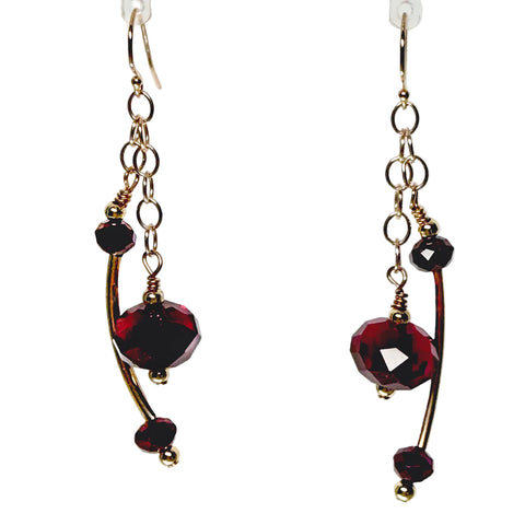 Dynamic Curve Dangle Earring 2" -Bright Red Power - Dynamic Change