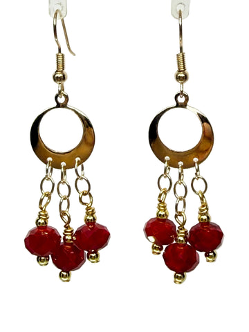 Bright Red Power - Dynamic Change, Brass Disk Dangle 2.4"