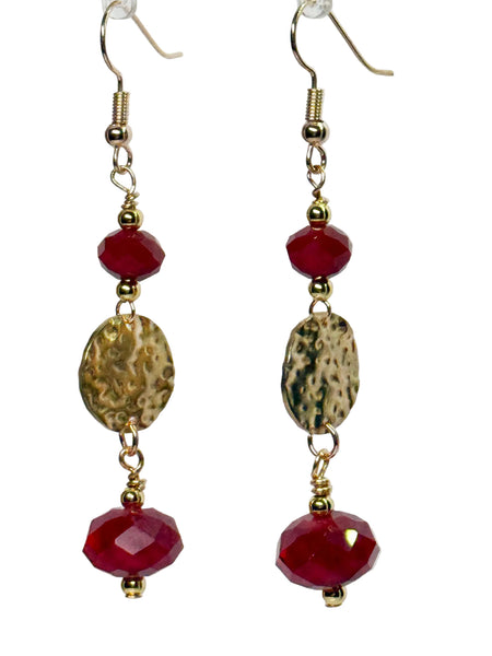 Bright Red Power - Dynamic Change, Brass Disc Dangle 2.6"