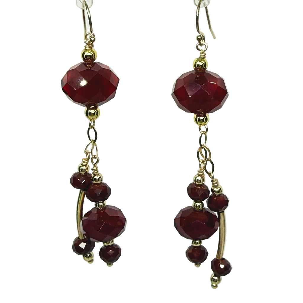 Dark Red Power - Dynamic Change, Double Dangle Earrings