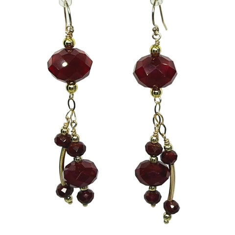 Dark Red Power - Dynamic Change, Double Dangle Earrings