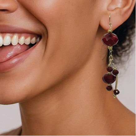 Dark Red Power - Dynamic Change, Double Dangle Earrings